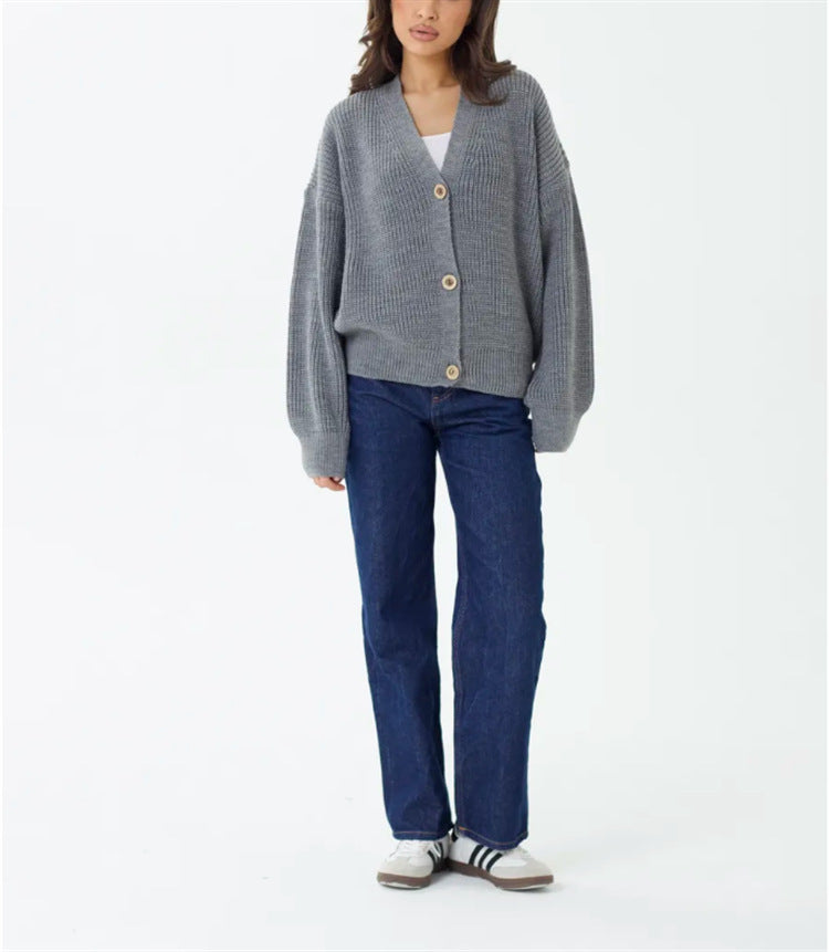 Cardigan en tricot décontracté pour femmes avec détails en boutons et manches évasées Chic und Stil