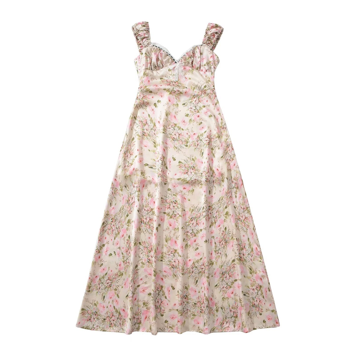 Robe maxi femme avec design floral à volants et coupe élégante Chic und Stil
