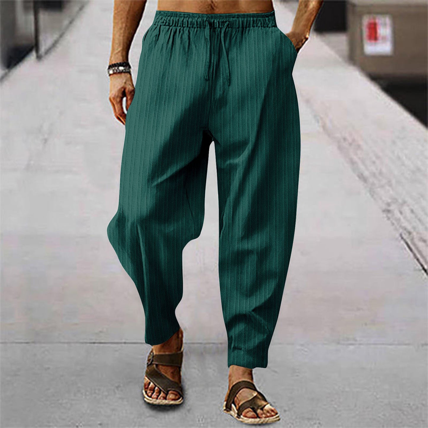Pantalon à rayures fines décontracté pour hommes Chic und Stil