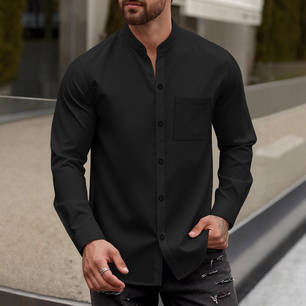 Chemise à manches longues moderne pour homme avec design structuré et poche poitrine pratique Chic und Stil
