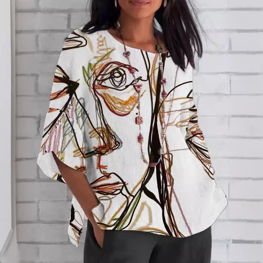 Chemisier oversize pour femmes avec étiquette linéaire artistique Chic und Stil