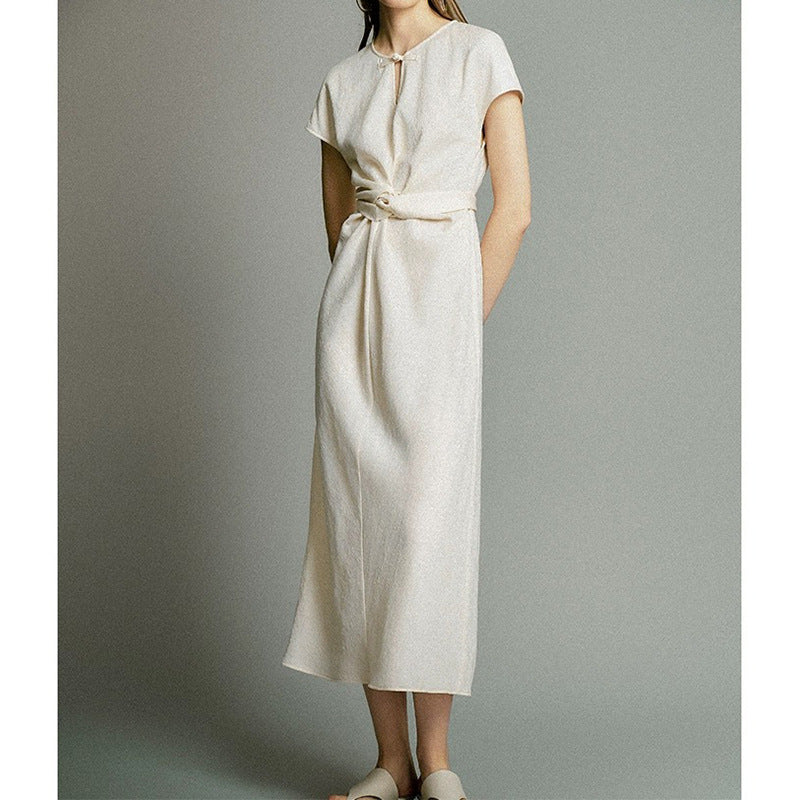Robe midi élégante à ceinture pour femmes Chic und Stil