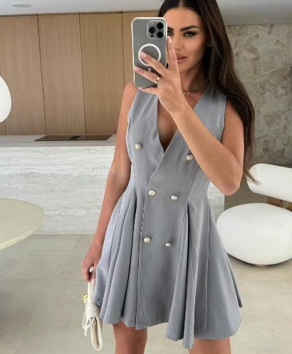 Robe Mini Doppelt-Jackett Sur-Mesure Chic und Stil pour dames