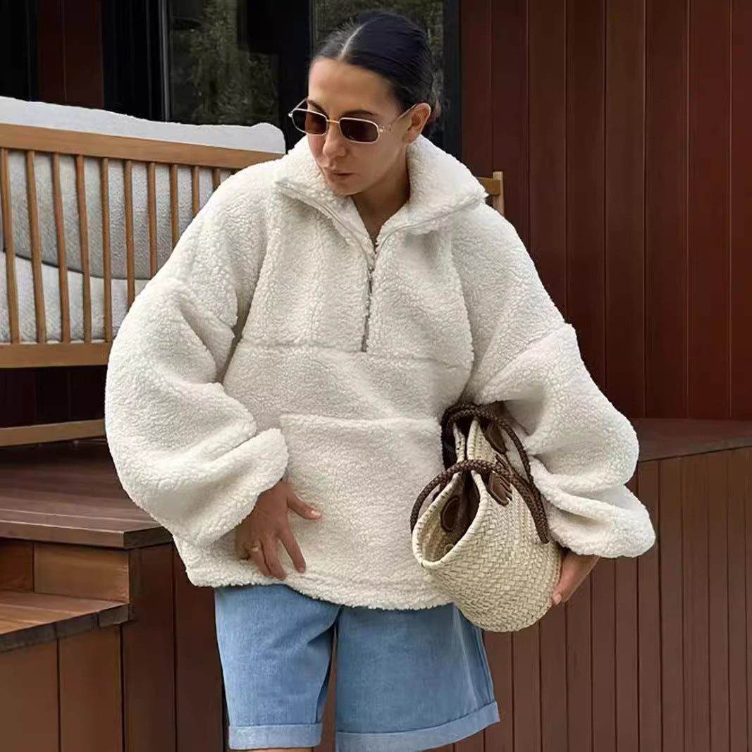 Pull-over en polaire pour femmes avec col haut Chic und Stil
