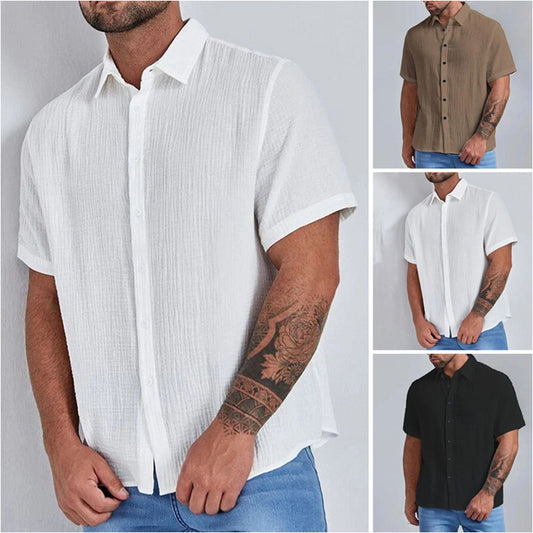 Chemise à manches courtes structurée pour hommes avec détails de boutons modernes Chic und Stil