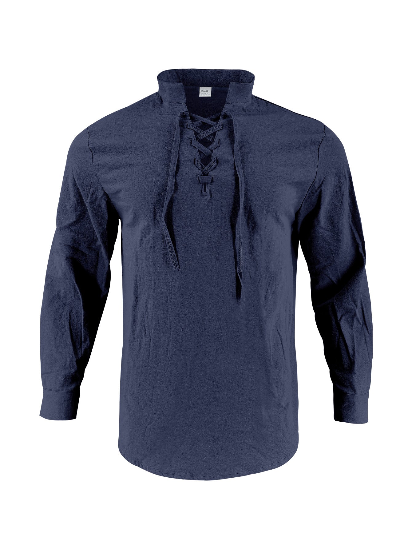 Chemise à manches longues pour hommes avec lacets à la mode et col montant Chic und Stil