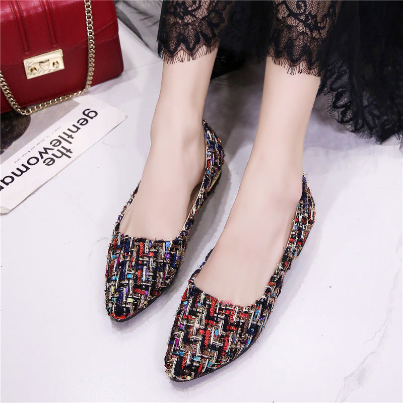 Ballerines élégantes à enfiler pour dames avec design tissé moderne Chic und Stil