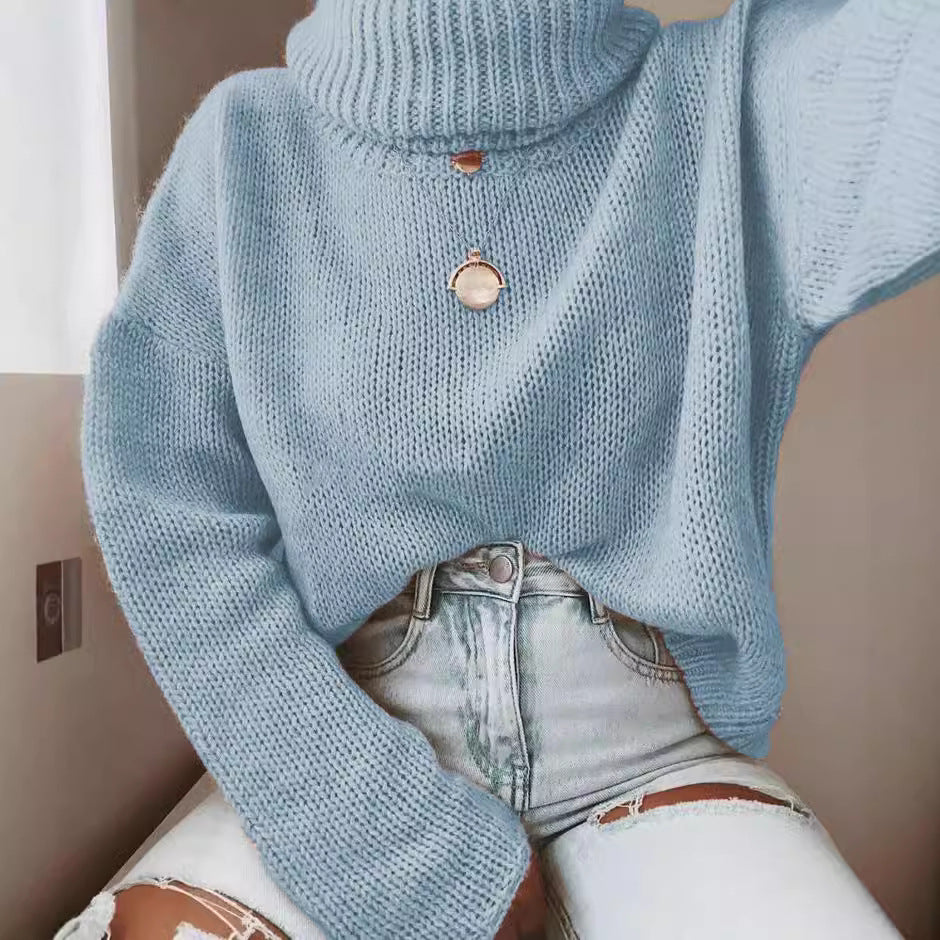 Pull en tricot pour femmes avec col montant et coupe décontractée Chic und Stil