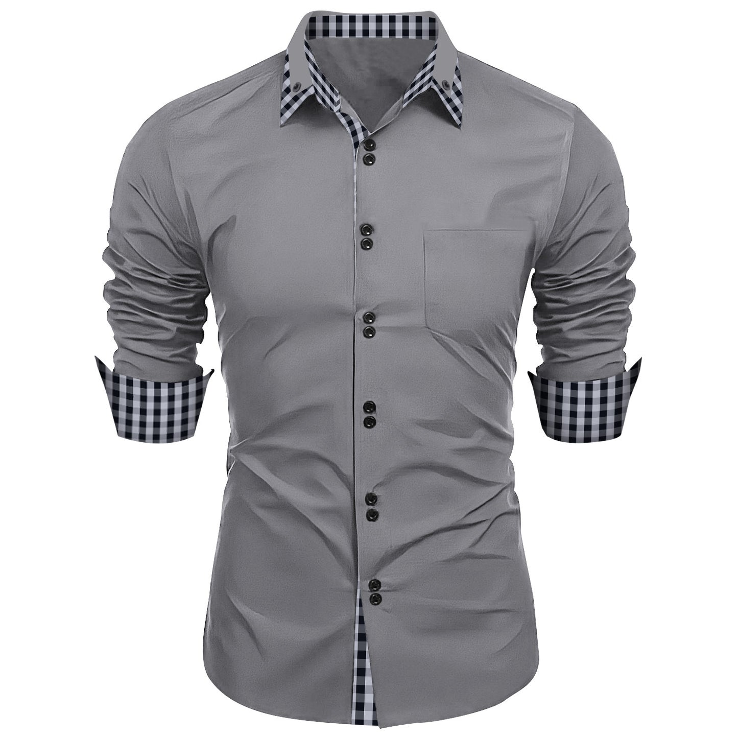 Chemise à manches longues pour hommes premium avec bouton et poignet contrasté Chic und Stil