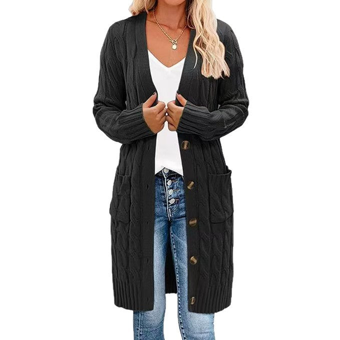 Cardigan femme en gros tricot avec poches et détails de boutons Chic und Stil