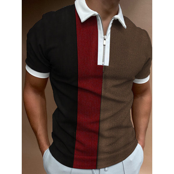Chemise polo zippée à blocs de couleur pour hommes Chic und Stil