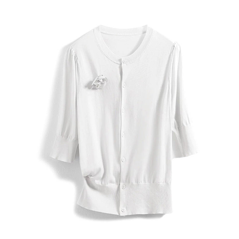 Haut en maille élégant à boutonnage pour femme Chic und Stil