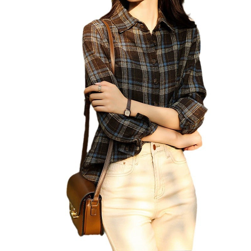 Chemise à carreaux à boutons pour femmes Chic und Stil