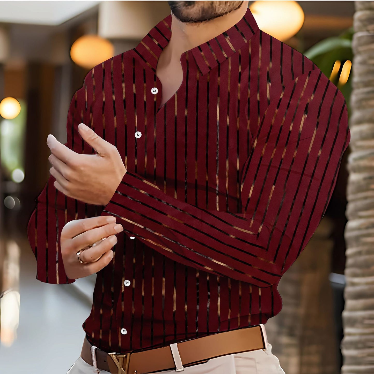 Chemise button-up à rayures slim-fit élégante pour hommes Chic und Stil