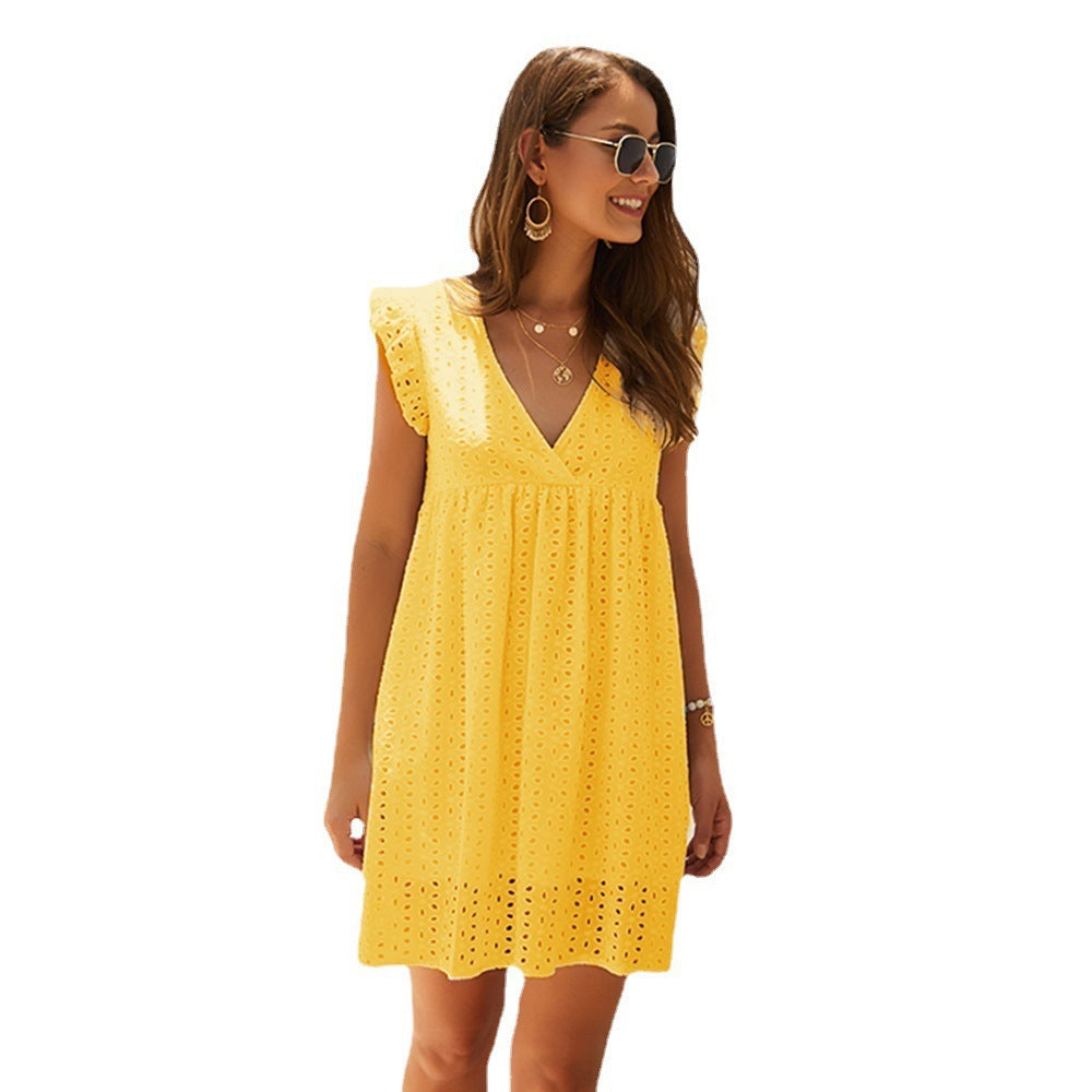 Robe d'été pour femmes avec motif d'yeux et manches volumineuses Chic und Stil