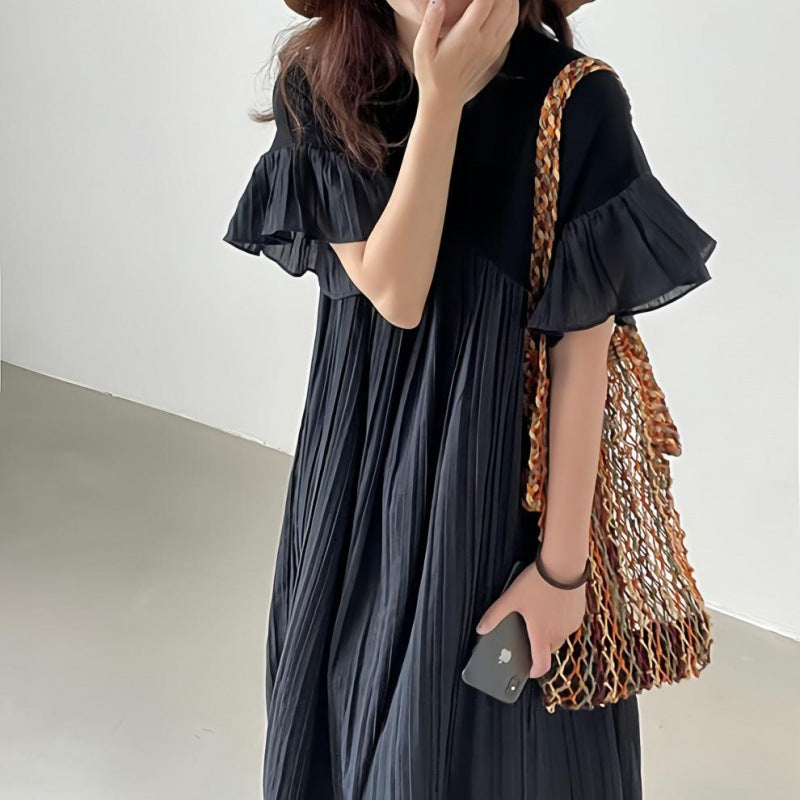 Robe maxi fluide pour femme avec bords froncés Chic und Stil