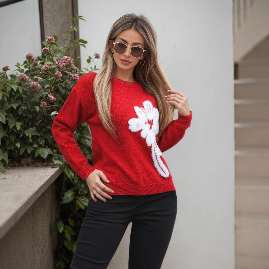 Pull femme avec motif floral en 3D Chic und Stil