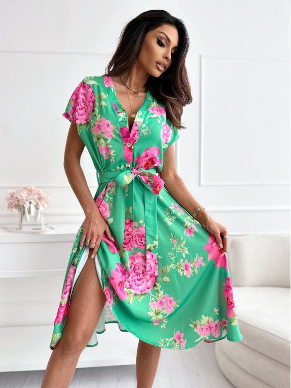 Robe portefeuille à imprimé floral pour femmes avec fente latérale Chic und Stil