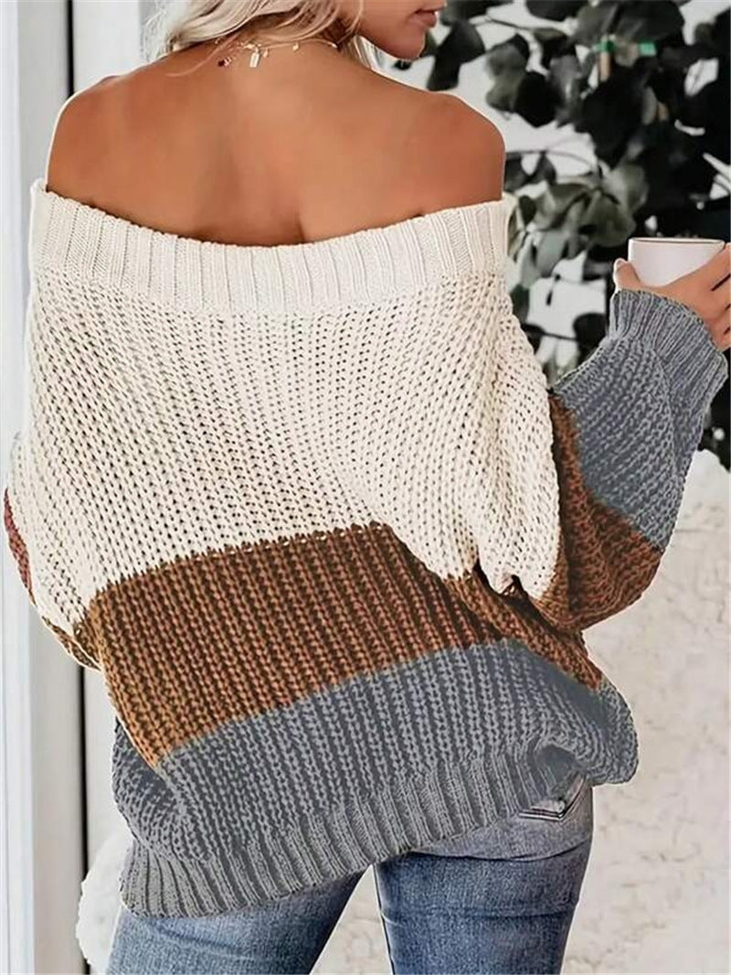 Pull en tricot surdimensionné pour femmes avec une coupe décontractée et épaule ouverte Chic und Stil