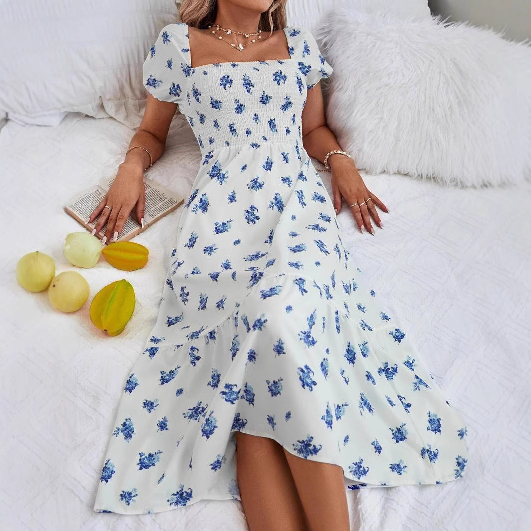 Robe maxi à imprimé floral pour femmes avec ourlet à volants Chic und Stil