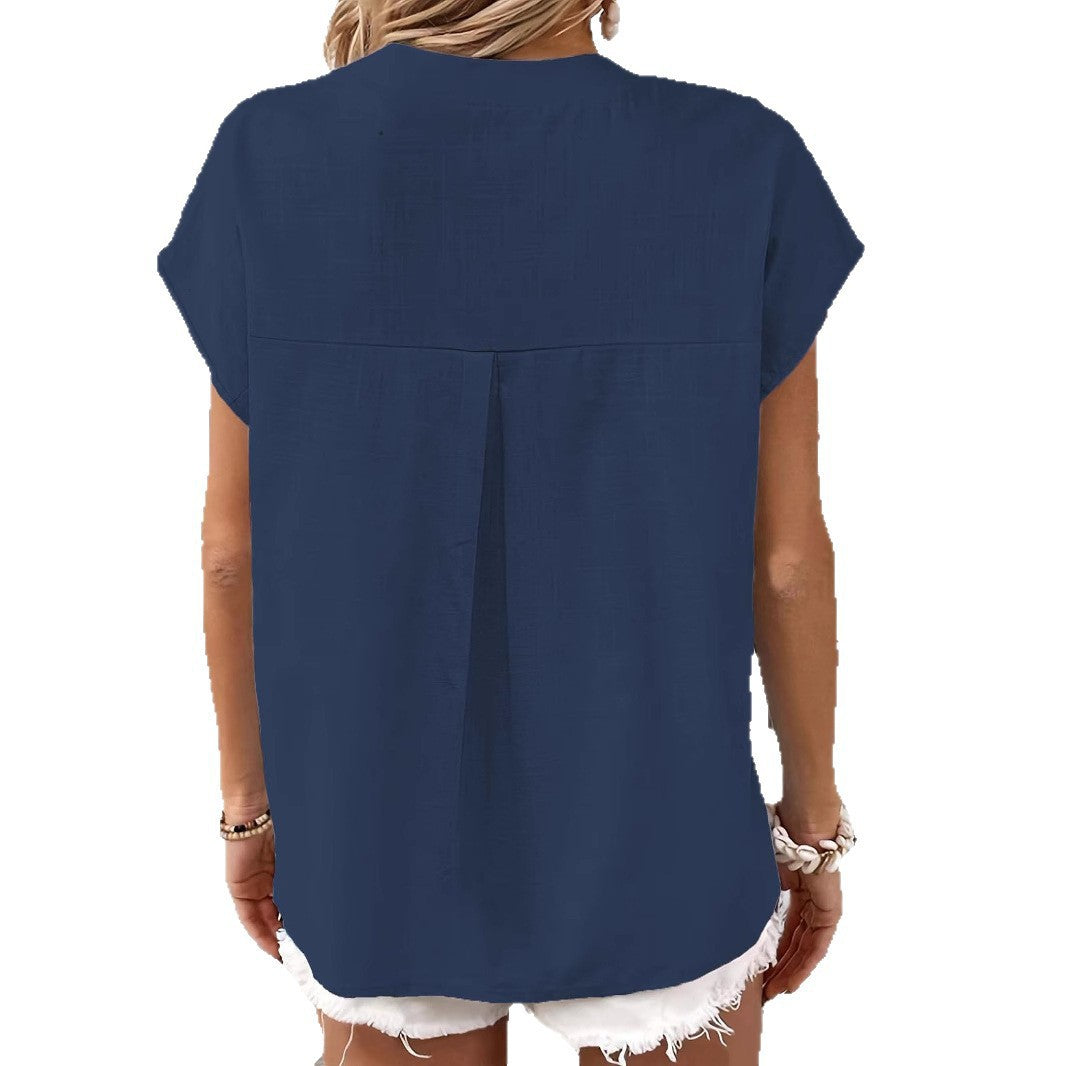 Haut décontractée pour femmes avec patte de boutonnage et élégant col montant Chic und Stil