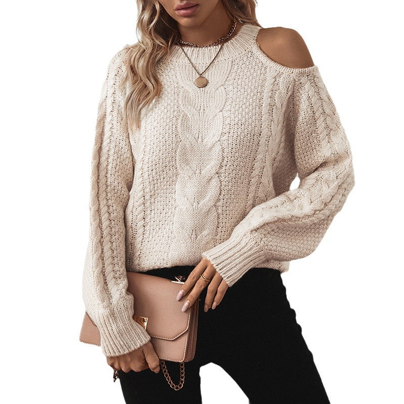 Pull en grosse maille pour femmes avec une structure élégante et des manches bouffantes à la mode Chic und Stil