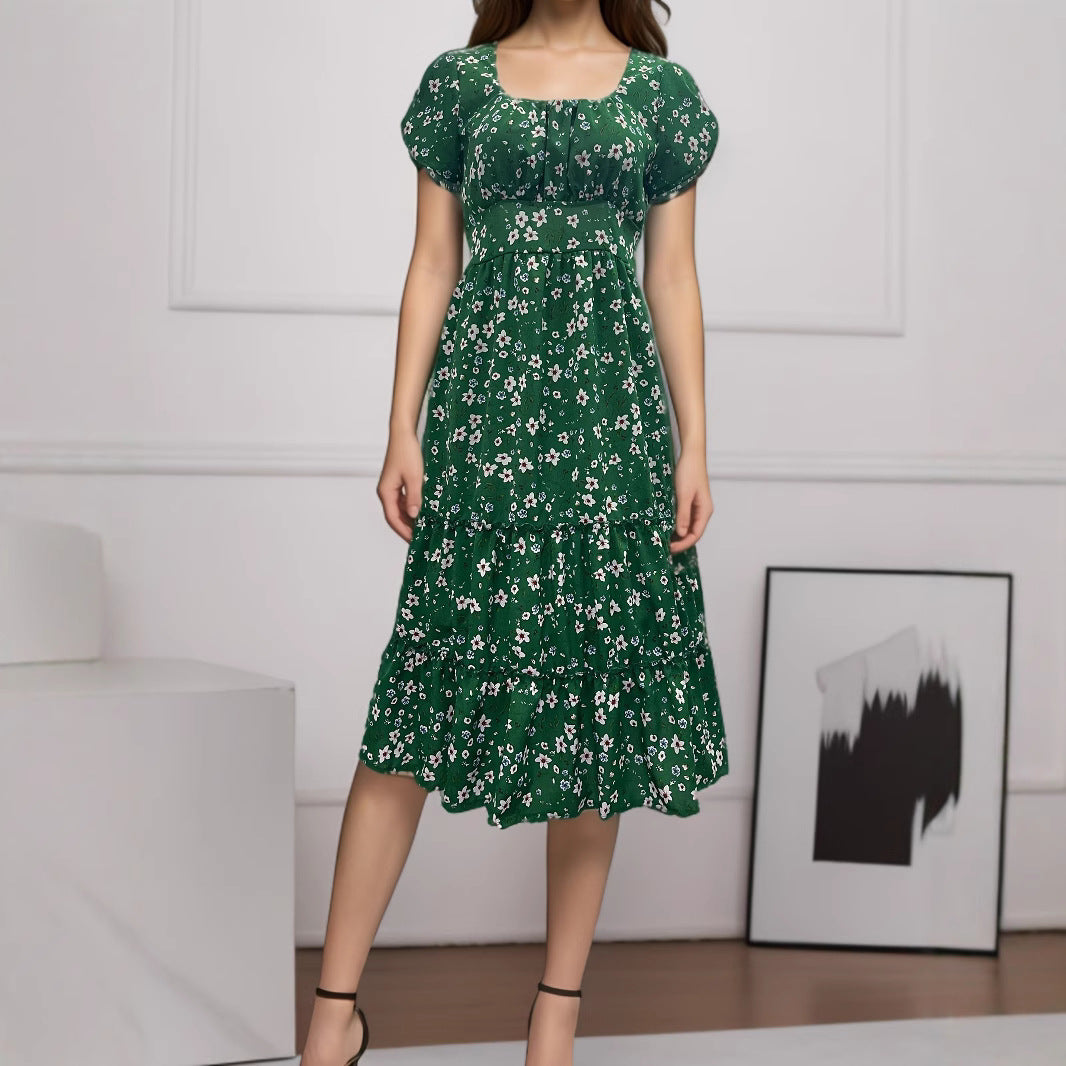Chic and Stylish Women's Layered Floral Midi Dress