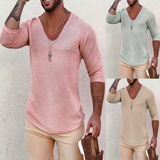 Chemise à col V pour hommes avec design de structure innovant Chic und Stil