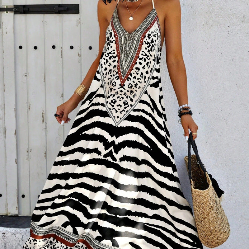 Robe maxi bohémienne pour femmes avec impression exotique Chic und Stil