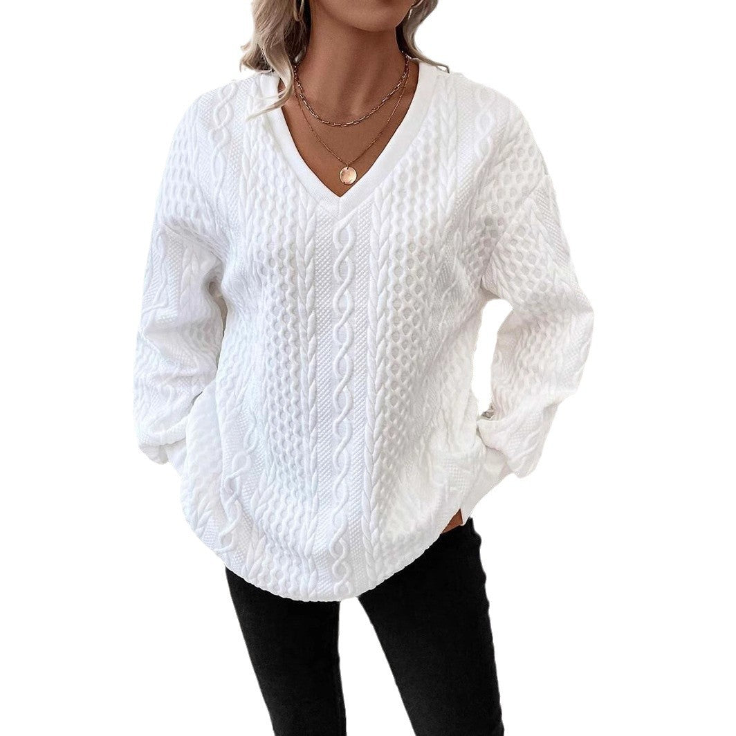 Pull en tricot pour femmes avec un profond décolleté en V et un motif texturé Chic und Stil