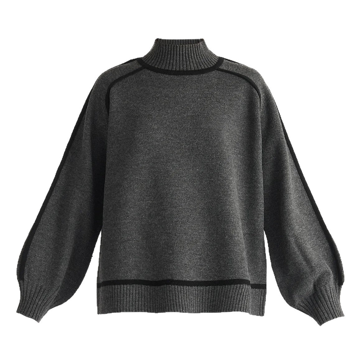 Pull à col roulé tendance pour femmes avec des rayures contrastées et une coupe décontractée Chic und Stil