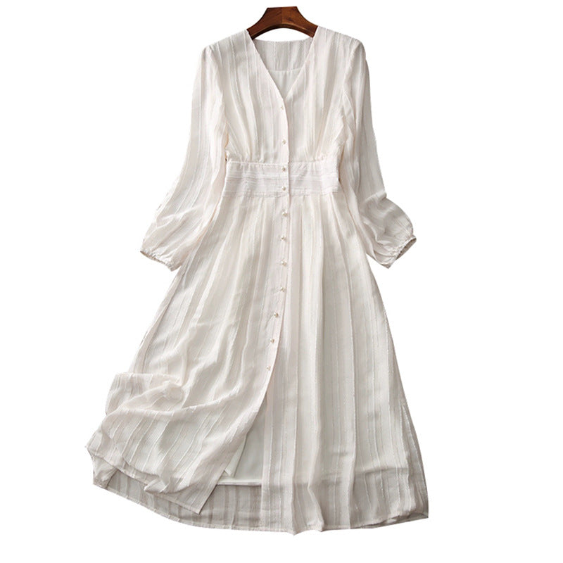 Robe midi fluide pour femmes avec boutonnière et ceinture Chic und Stil
