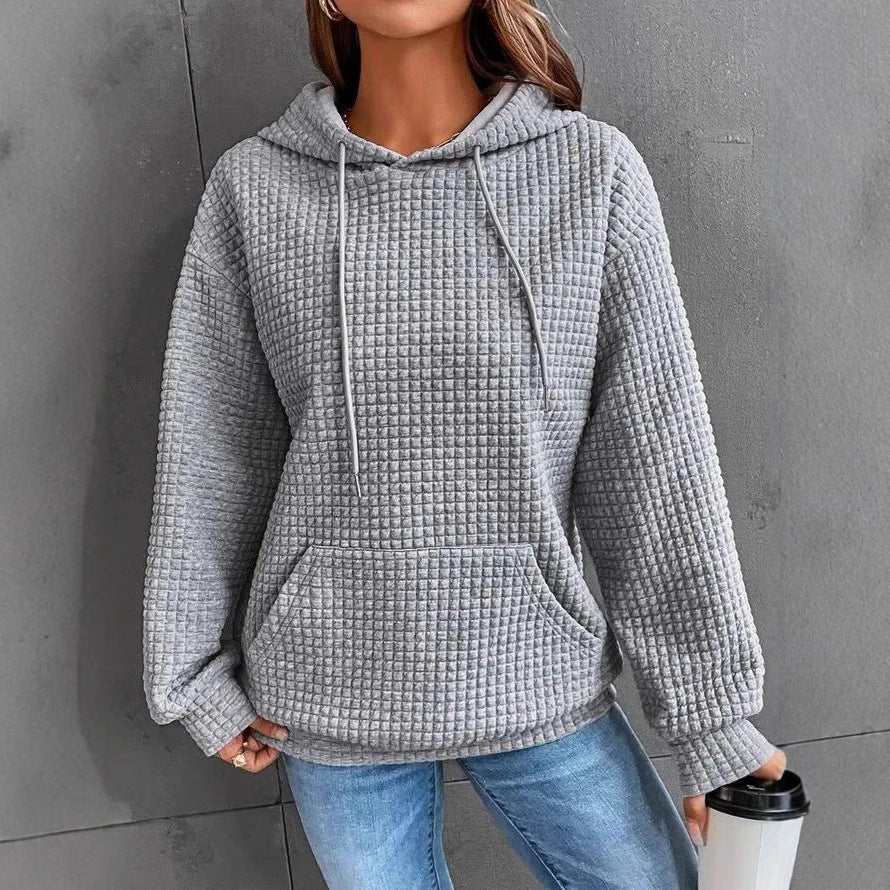 Sweat à capuche décontracté pour femmes avec surface texturée et poche kangourou pratique Chic und Stil