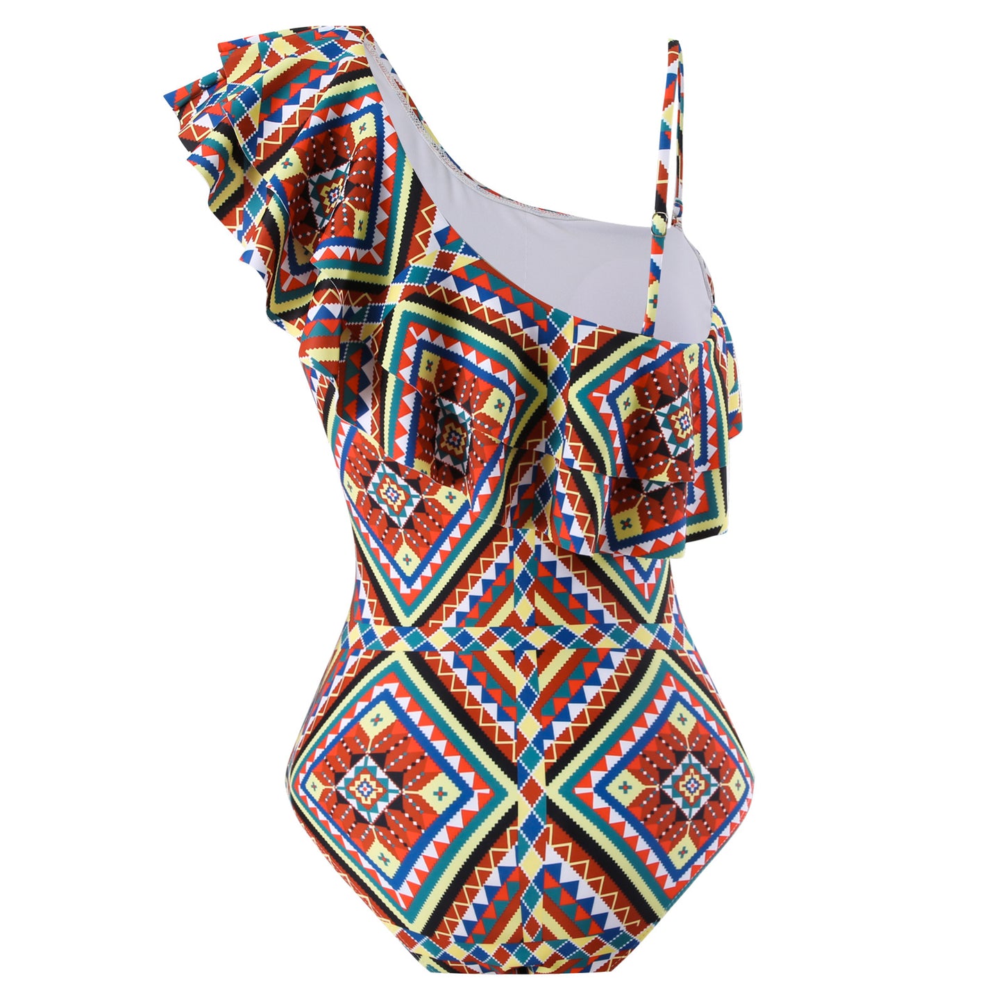Maillot de bain une pièce pour femmes avec une coupe asymétrique et une jupe enroulée tendance Chic und Stil