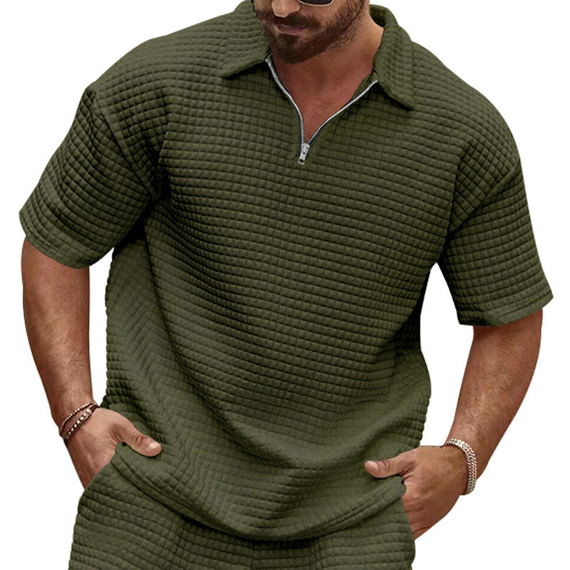 T-shirt polo décontracté pour hommes à manches courtes avec design texturé Chic und Stil