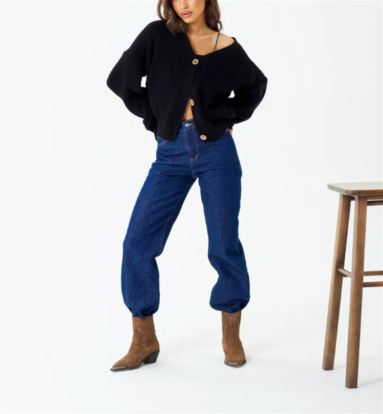Cardigan en tricot décontracté pour femmes avec détails en boutons et manches évasées Chic und Stil