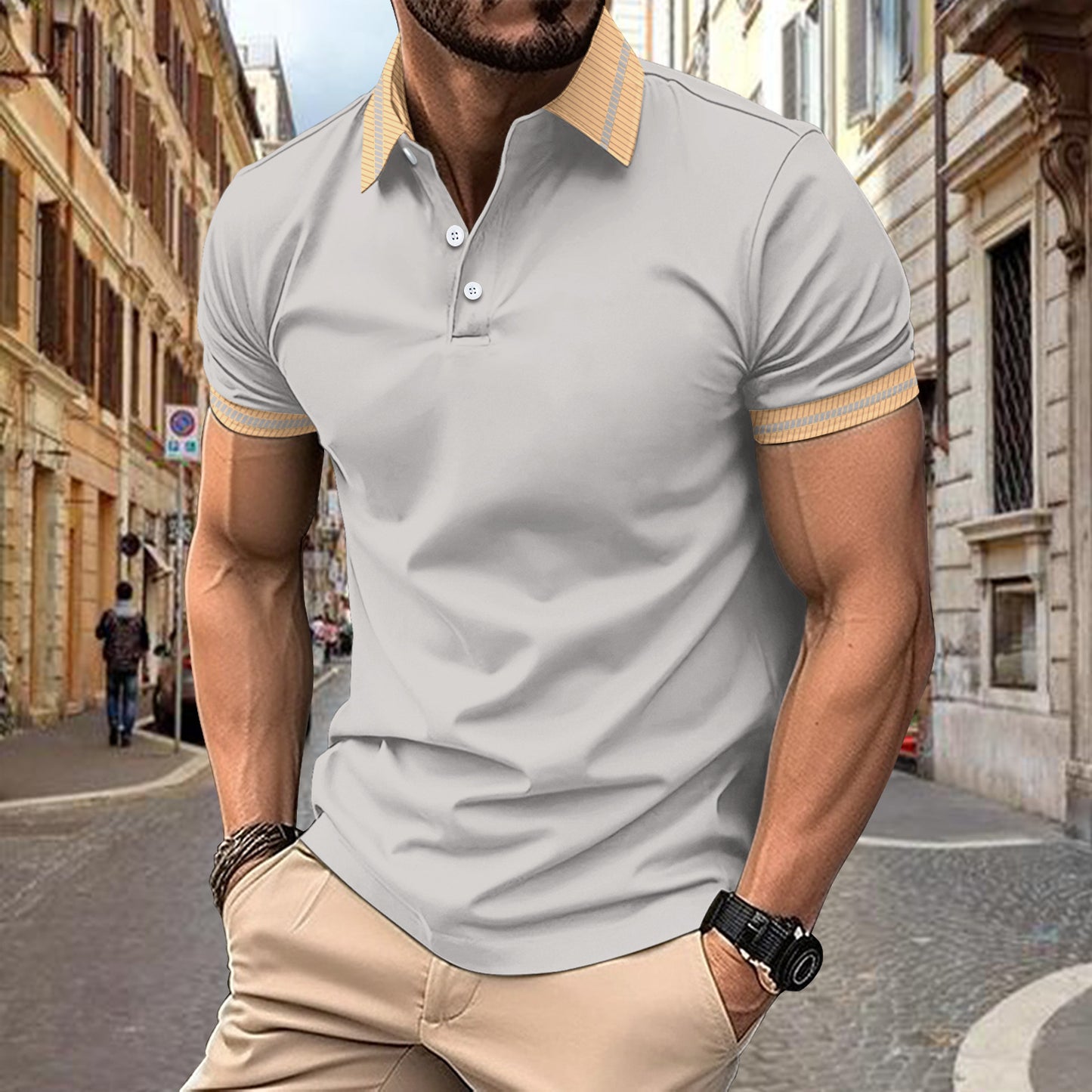 Polo de performance stylé pour hommes avec col contrasté Chic und Stil