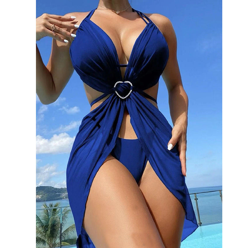 Maillot de bain pour femmes avec un élégant châle en chiffon et une accent cœur Chic und Stil