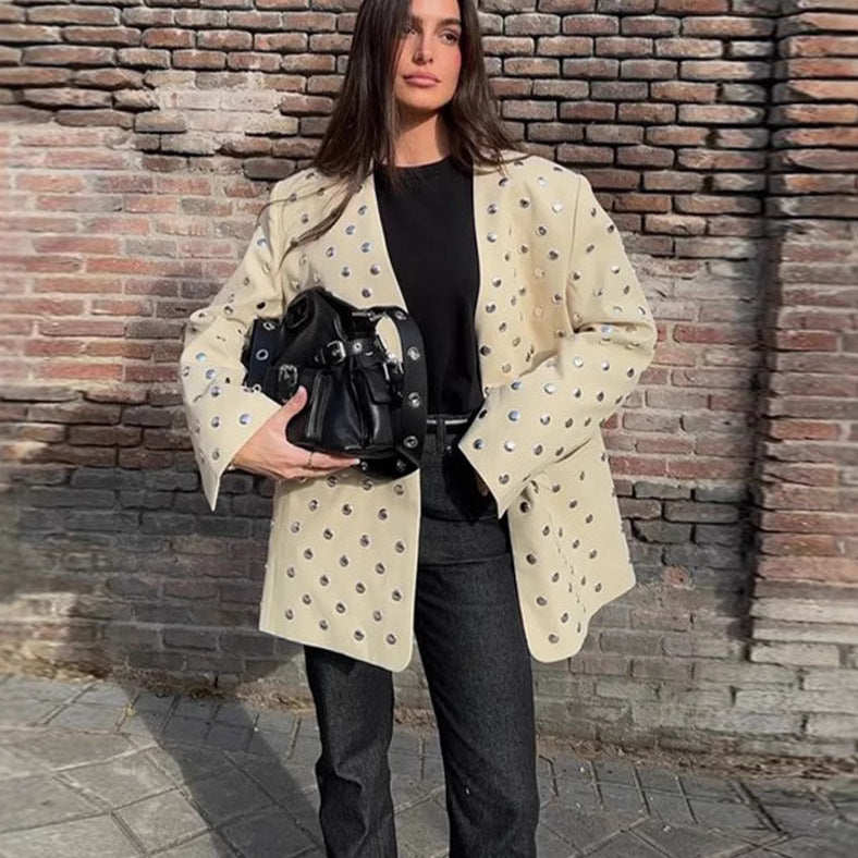 Blazer oversize pour femmes avec des applications luxueuses Chic und Stil