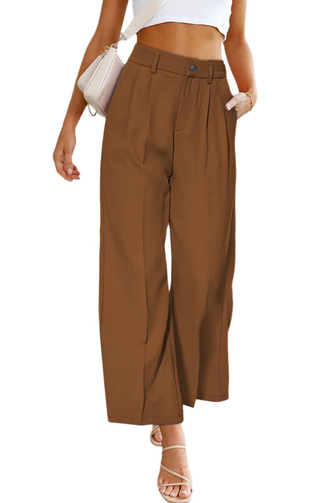 Pantalon taille haute ample pour femme avec plis Chic und Stil