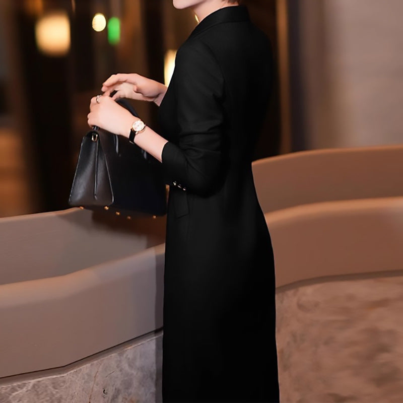 Robe midi élégante double boutonnage pour femme Chic und Stil