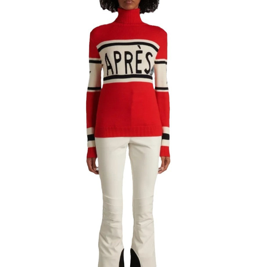 Ladies knitted pullover with high collar and remarkable inscription Chic and Style