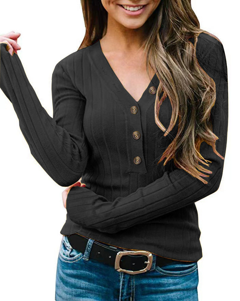 Pull-over à manches longues pour femmes avec fermeture à boutons Chic und Stil