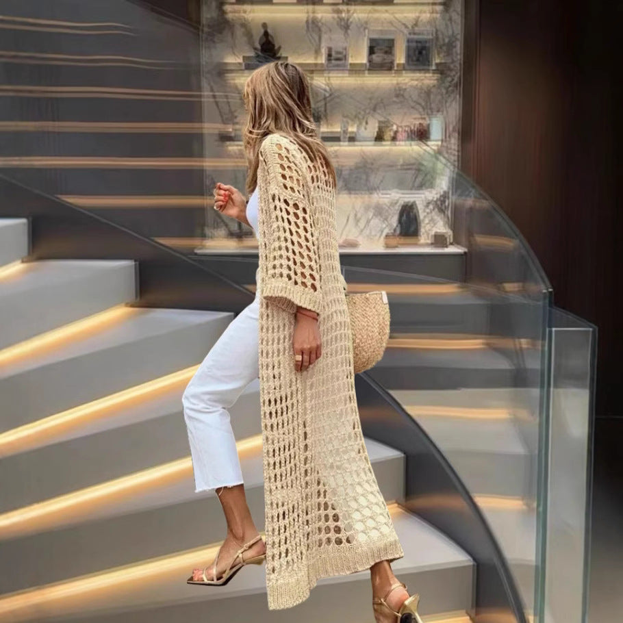 Cardigan en crochet pour femmes avec des mailles aérées et une coupe tendance Chic und Stil