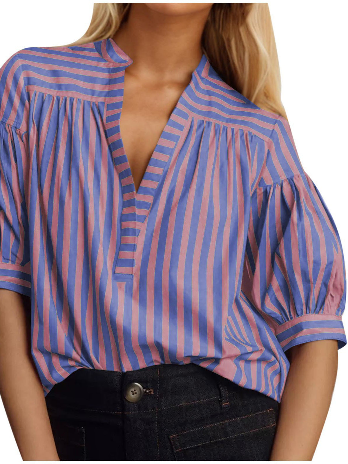 Chemisier pour femmes avec manches bouffantes et motif rayé Chic und Stil