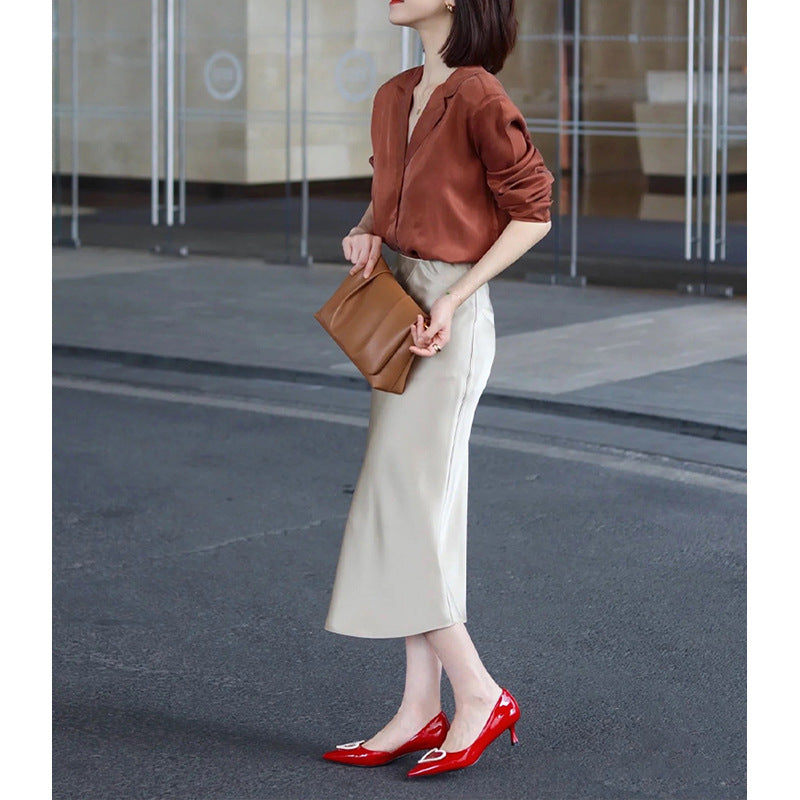 Jupe en satin élégante enveloppante Chic und Stil