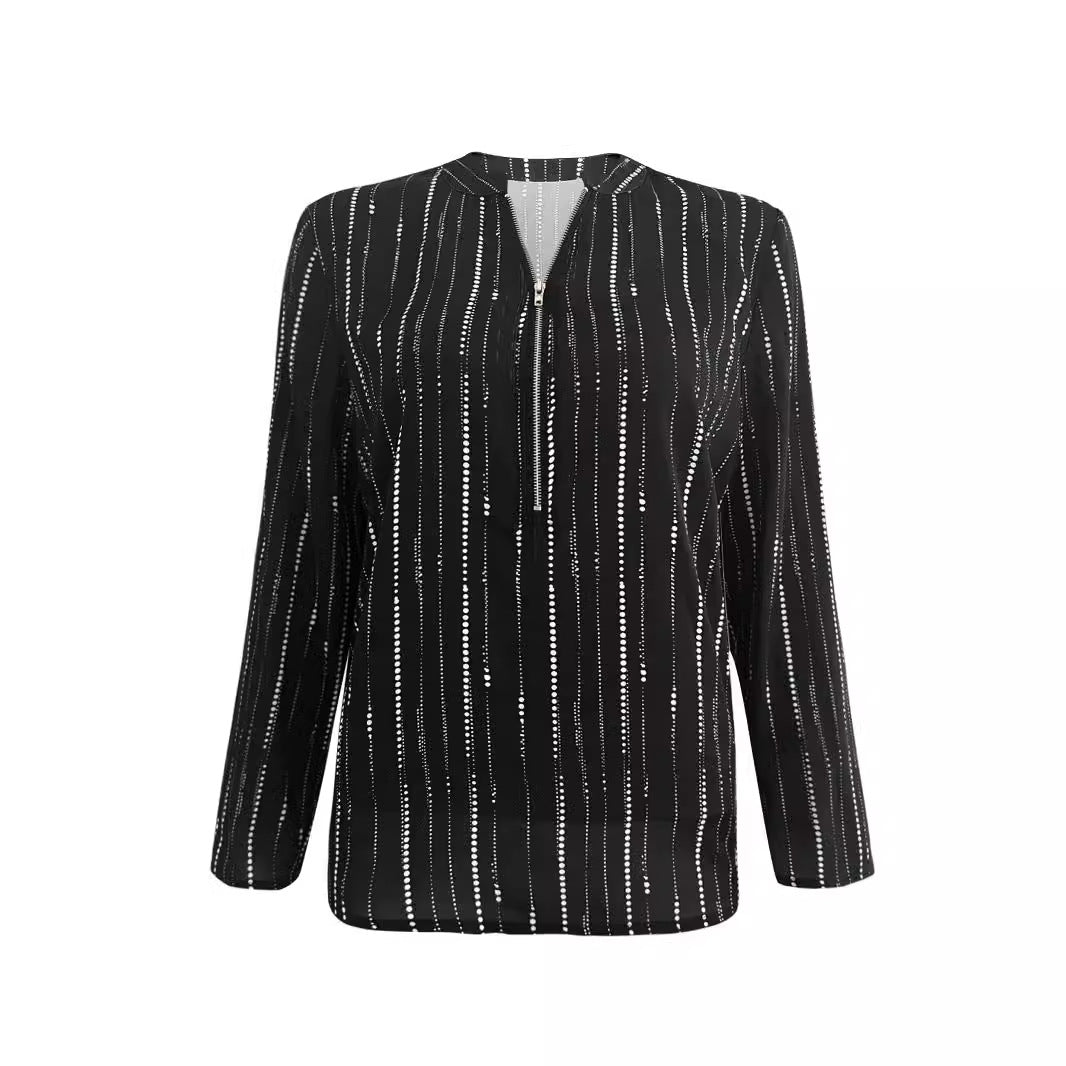 Chemisier pour dames avec fermeture éclair élégante et motif rayé moderne Chic und Stil