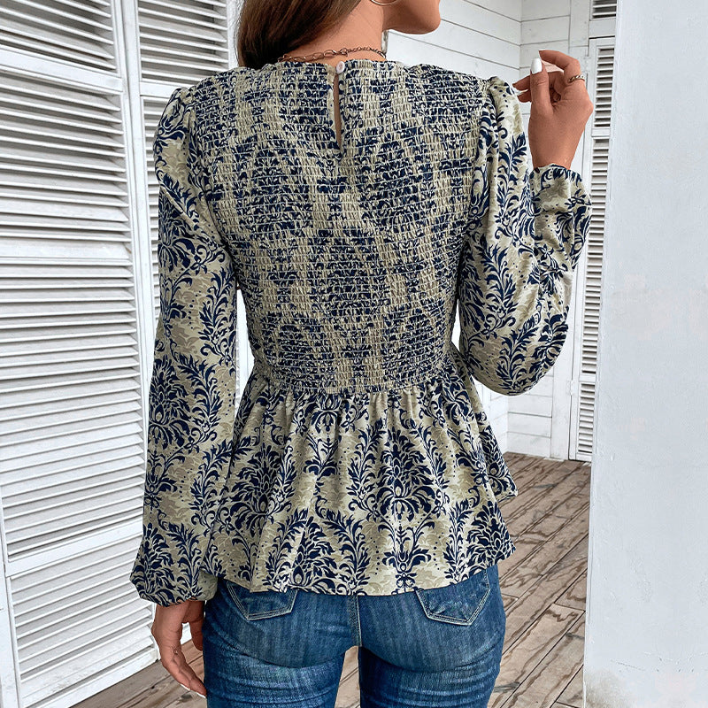 Chemise élégante pour femmes avec des manches volumineuses et un motif floral Chic und Stil