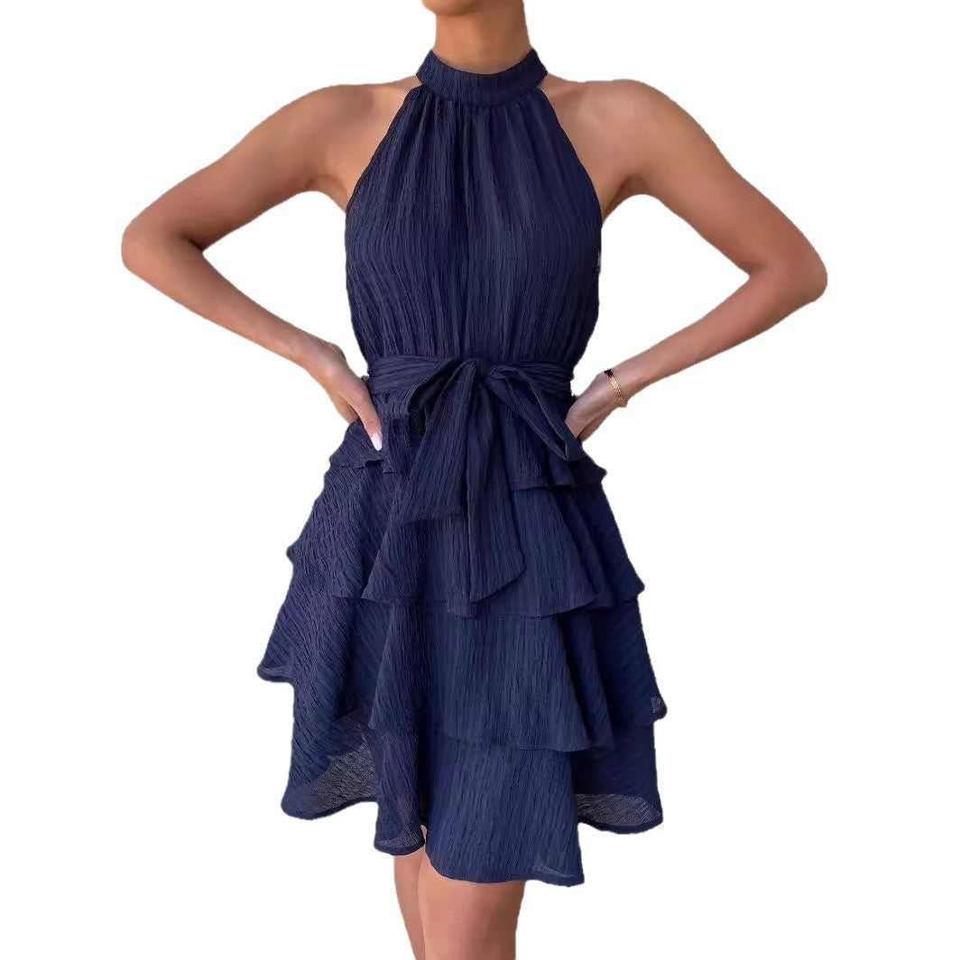 Robe mini dos nu avec volants pour femmes Chic und Stil