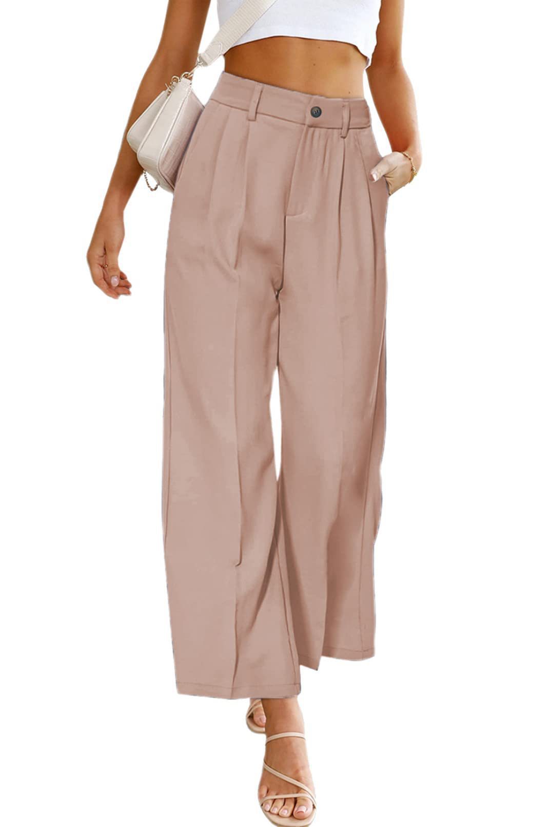 Pantalon taille haute ample pour femme avec plis Chic und Stil